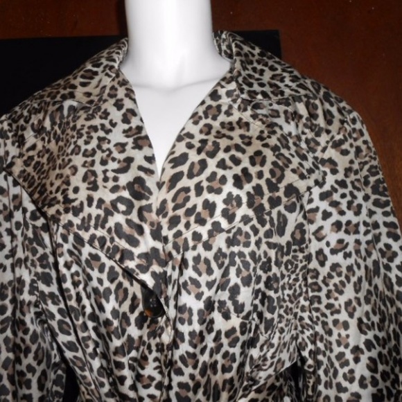 Chicos Animal Trench Kitty Short Trench Coat XXL - Picture 2 of 8
